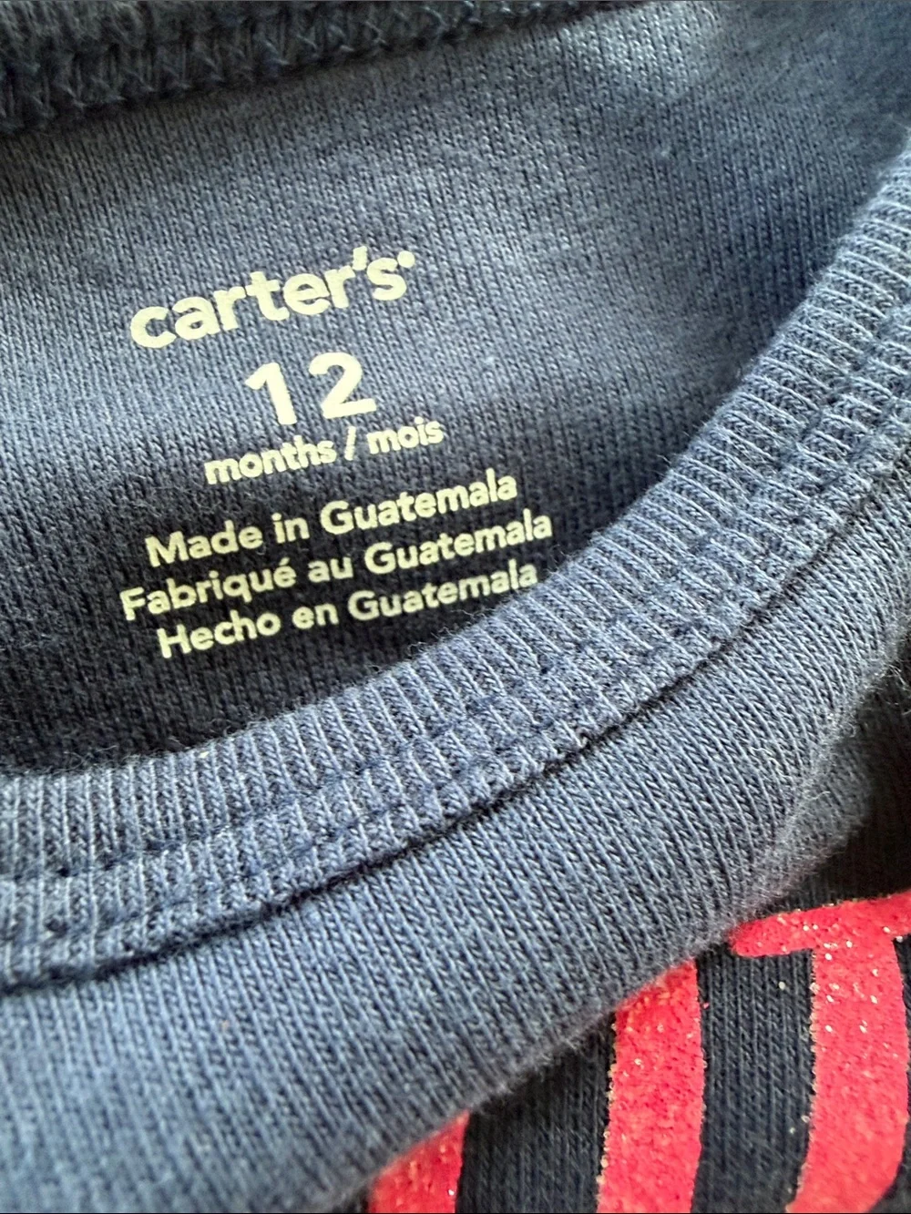 Carter's Navy Long-Sleeve Tee with Pink 'Little Sister' Script and Silver Heart